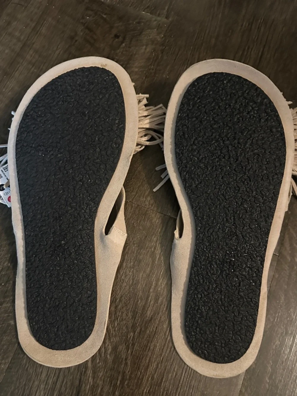 NEW - Zara Beige Fringe Suede Slide Sandal - Size 10 - Picture 5 of 6